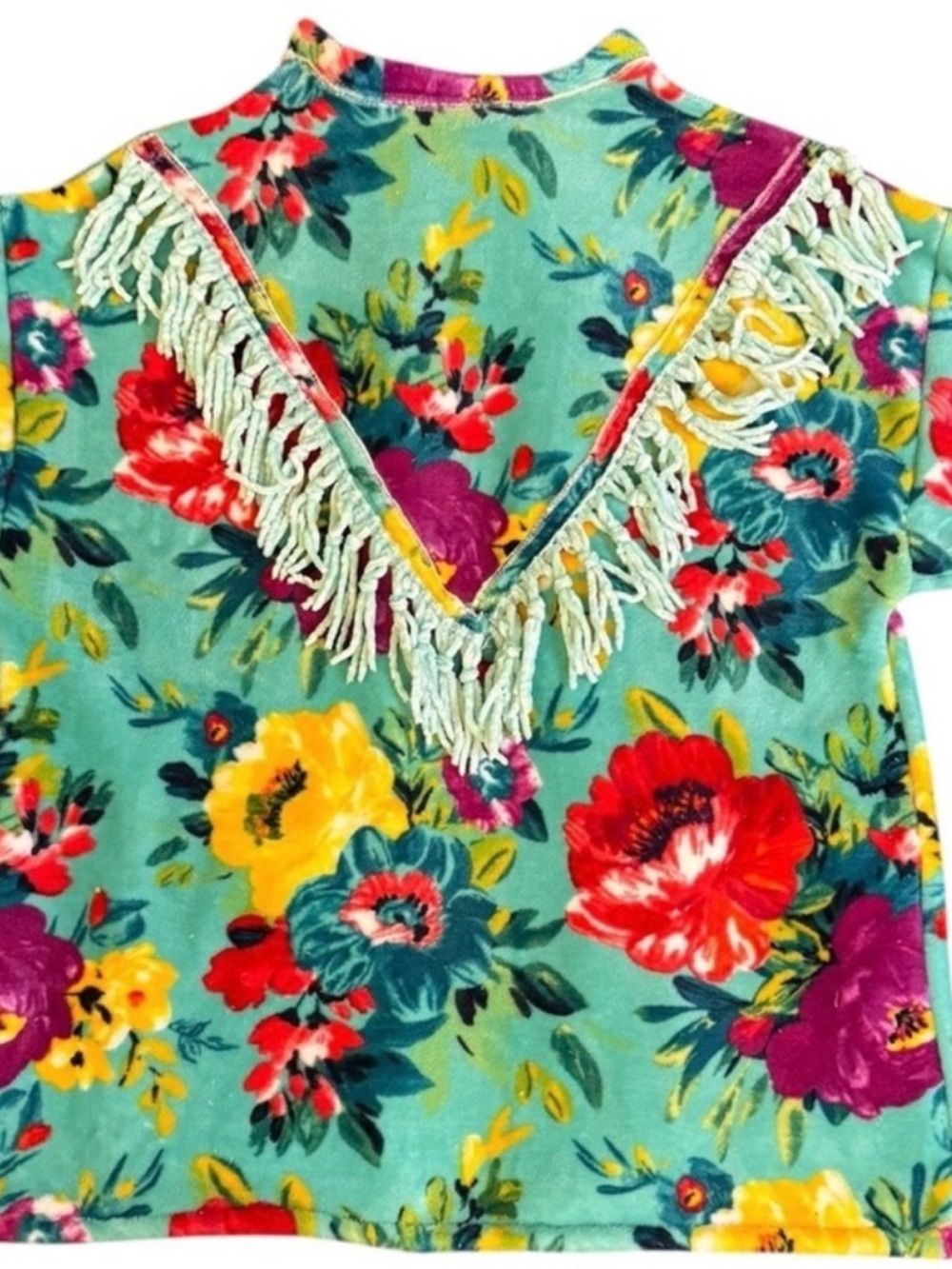 Pioneer Woman Upcycled Blanket Jacket Fringe Western - Picture 5 of 12